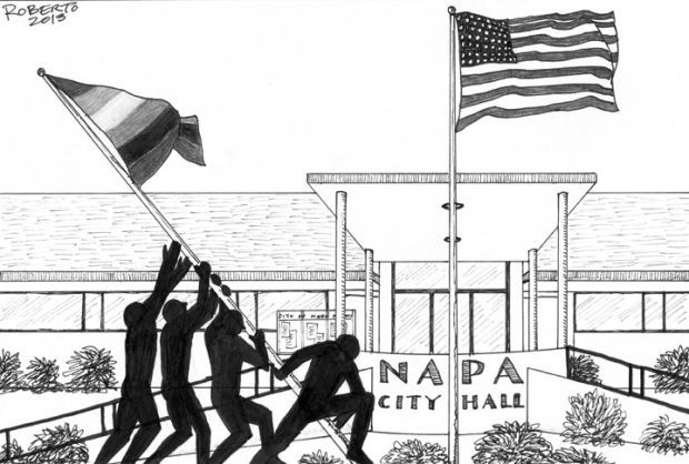 Editorial Cartoon: Raising the flag on City Hall